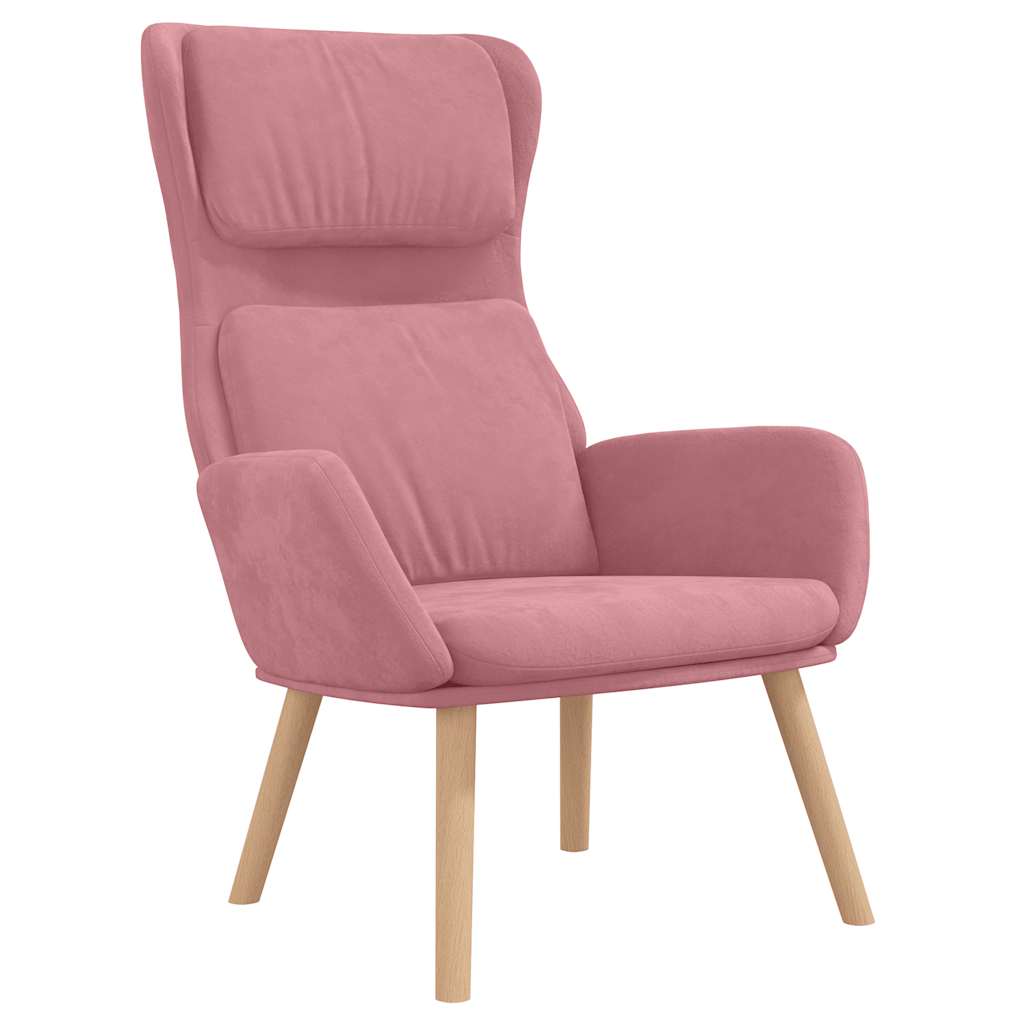Poltrona Relax con Poggiapiedi Rosa in Velluto | homemem39