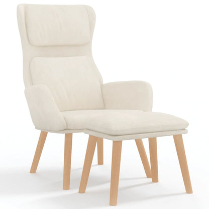 Poltrona Relax con Poggiapiedi Bianco Crema in Velluto | homemem39