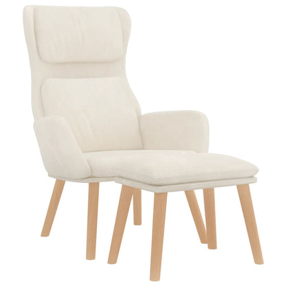 Poltrona Relax con Poggiapiedi Bianco Crema in Velluto | homemem39