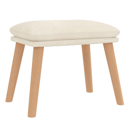 Poltrona Relax con Poggiapiedi Bianco Crema in Velluto | homemem39