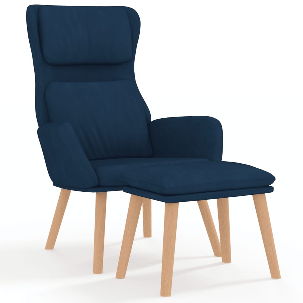 Poltrona Relax con Poggiapiedi Blu in Velluto | homemem39