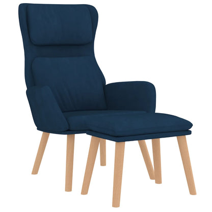 Poltrona Relax con Poggiapiedi Blu in Velluto | homemem39