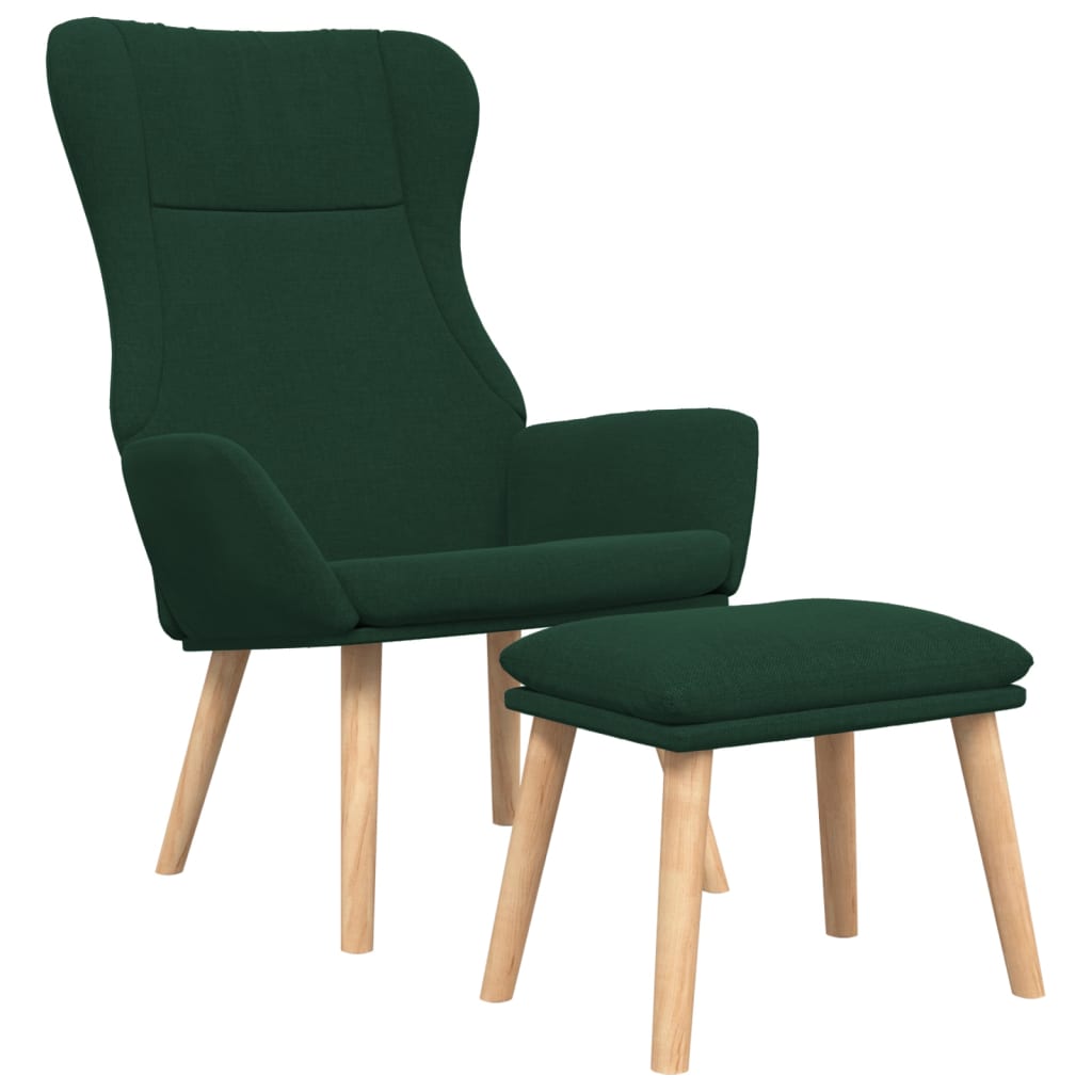 Poltrona Relax con Poggiapiedi Verde Scuro in Tessuto | homemem39