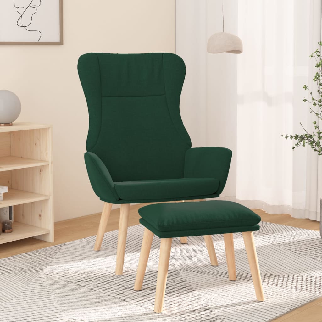 Poltrona Relax con Poggiapiedi Verde Scuro in Tessuto | homemem39