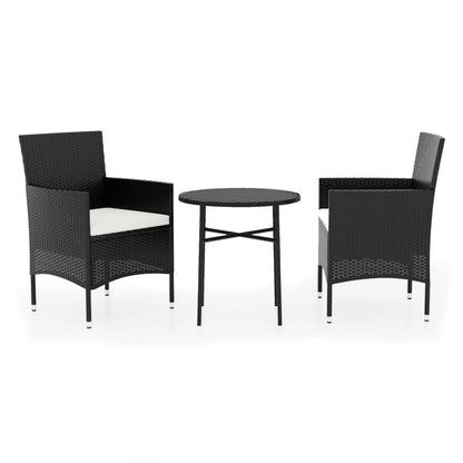 Set Mobili da Pranzo per Giardino 3 pz Polyrattan Nero | homemem39