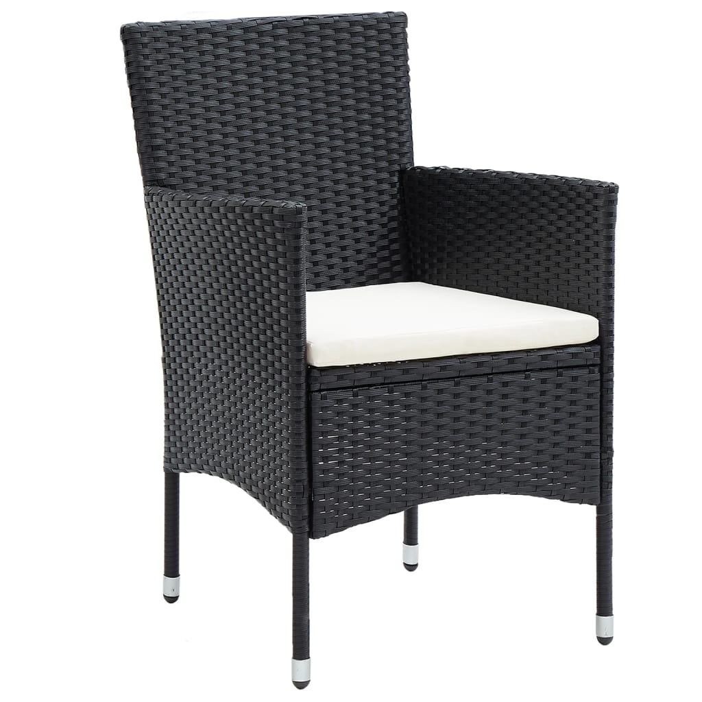 Set Mobili da Pranzo per Giardino 3 pz Polyrattan Nero | homemem39