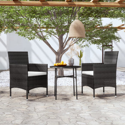 Set Mobili da Pranzo per Giardino 3 pz Polyrattan Nero | homemem39