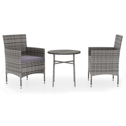 Set Mobili da Pranzo per Giardino 3 pz in Polyrattan Grigio | homemem39