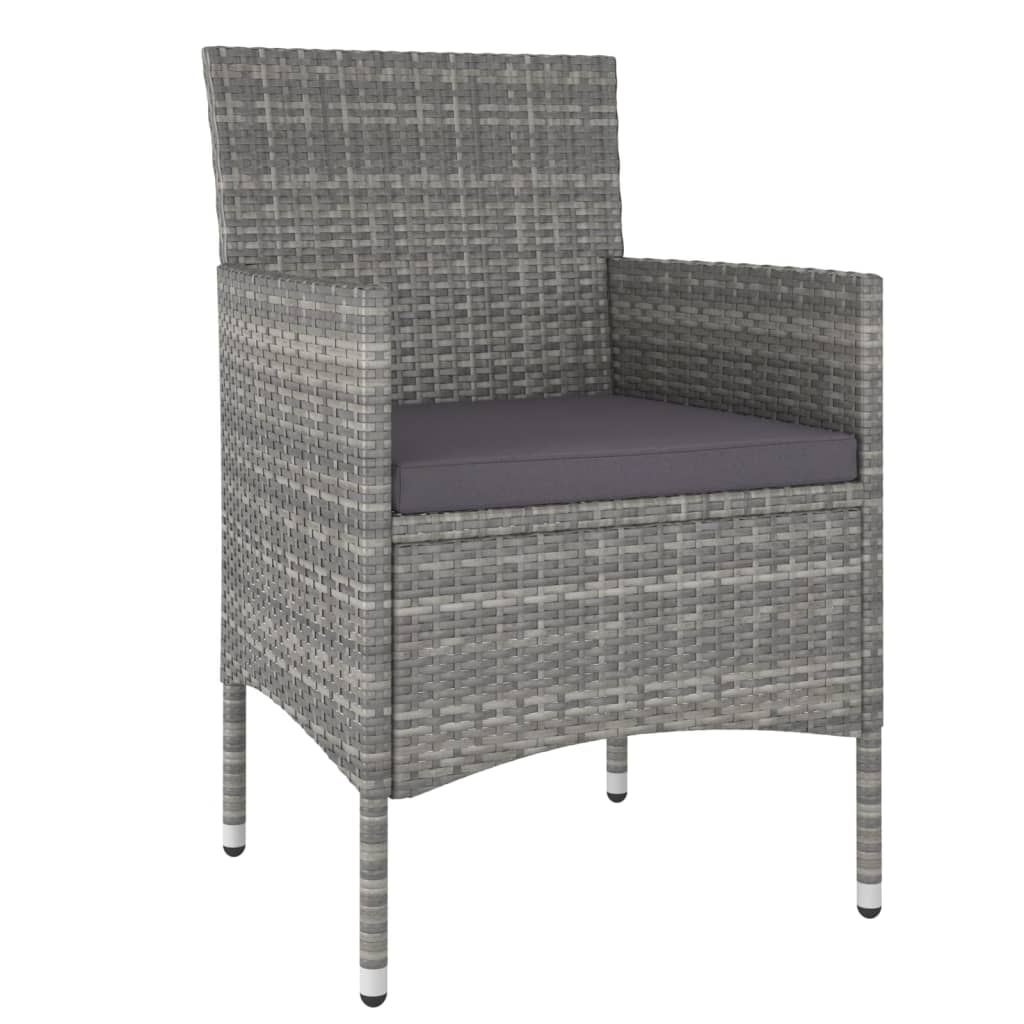 Set Mobili da Pranzo per Giardino 3 pz in Polyrattan Grigio | homemem39
