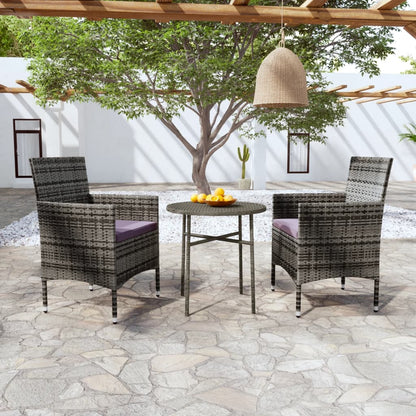 Set Mobili da Pranzo per Giardino 3 pz in Polyrattan Grigio | homemem39