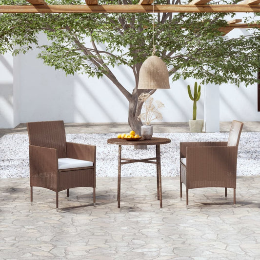 Set Mobili da Pranzo per Giardino 3 pz in Polyrattan Marrone - homemem39