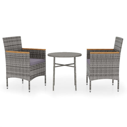 Set Mobili da Pranzo per Giardino 3 pz in Polyrattan Grigio | homemem39