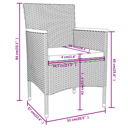 Set Mobili da Pranzo per Giardino 3 pz in Polyrattan Grigio | homemem39