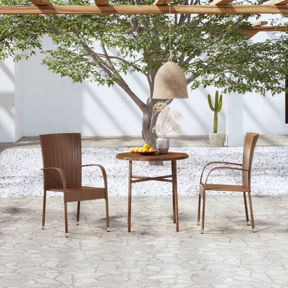 3-piece Garden Dining Furniture Set in Brown Polyrattan