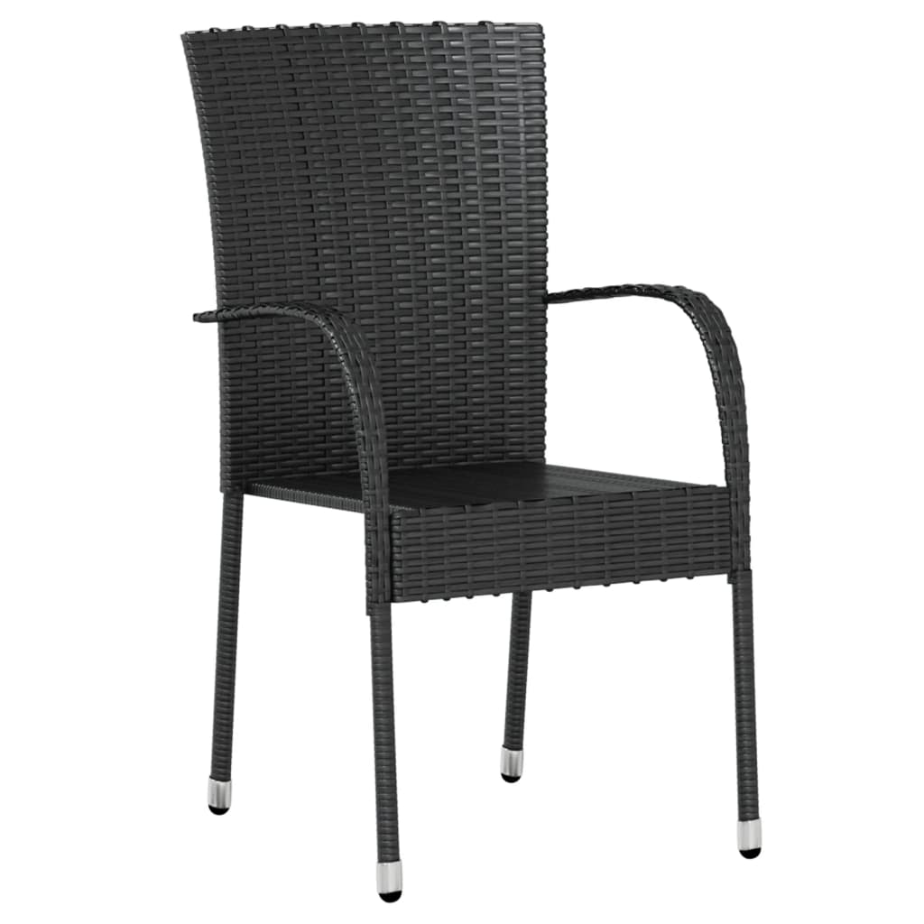 Set Mobili da Pranzo per Giardino 3 pz Polyrattan Nero | homemem39