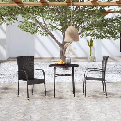 Set Mobili da Pranzo per Giardino 3 pz Polyrattan Nero | homemem39