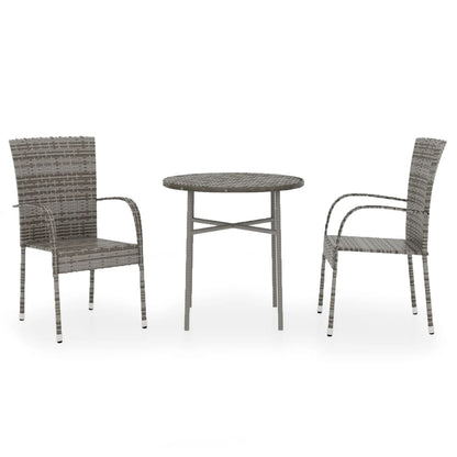 Set Mobili da Pranzo per Giardino 3 pz in Polyrattan Grigio | homemem39