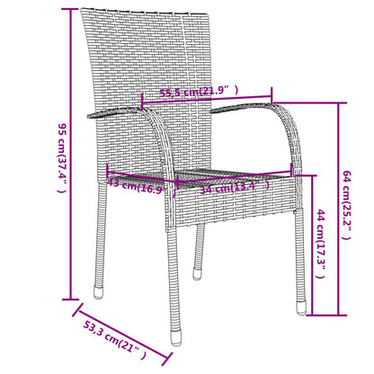 Set Mobili da Pranzo per Giardino 3 pz in Polyrattan Grigio | homemem39