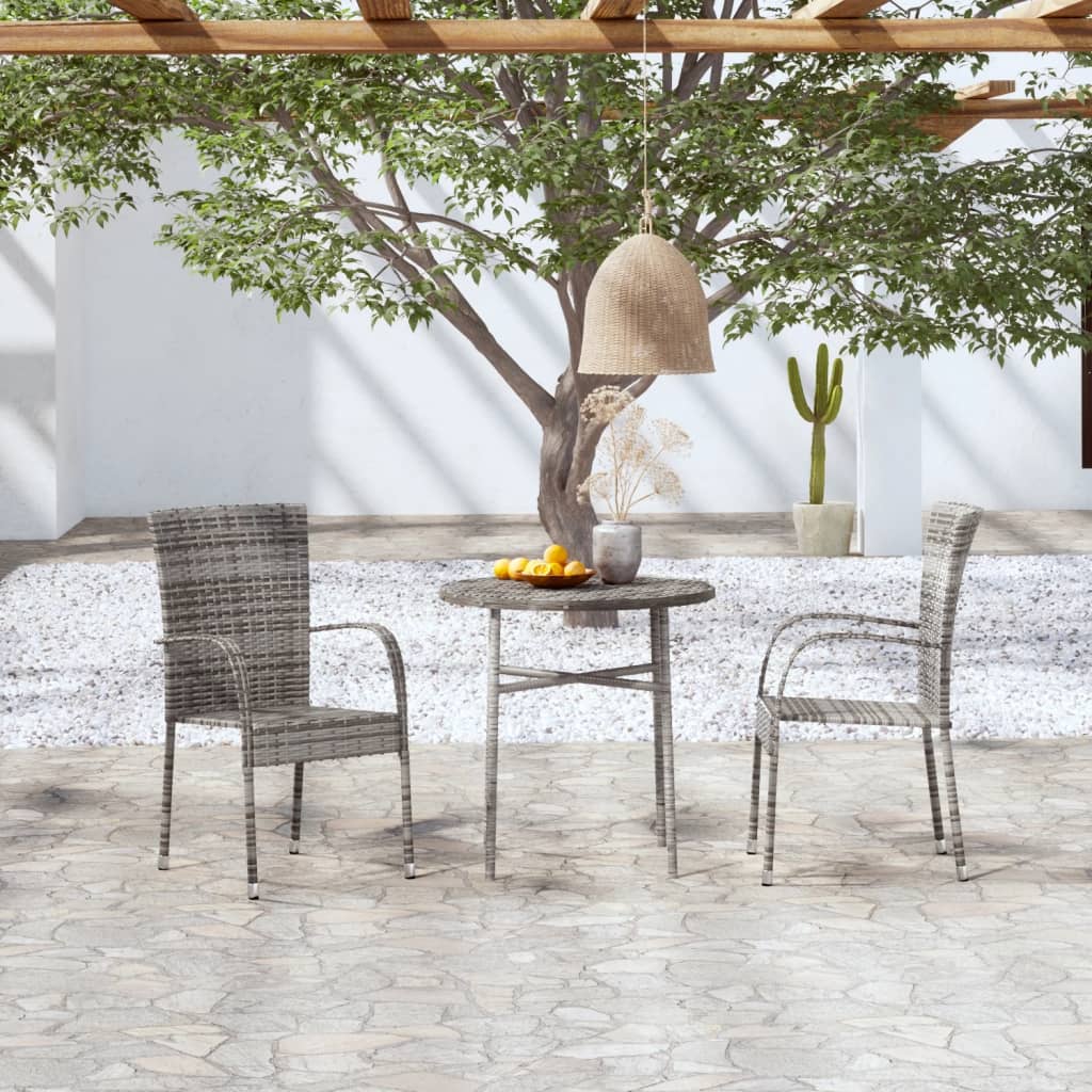 Set Mobili da Pranzo per Giardino 3 pz in Polyrattan Grigio | homemem39
