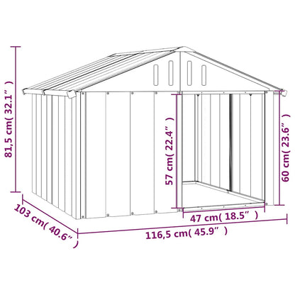 Casetta per Cani grigio 116,5x103x81,5 cm Acciaio Zincato - homemem39