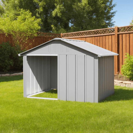 Casetta per Cani grigio 116,5x103x81,5 cm Acciaio Zincato - homemem39