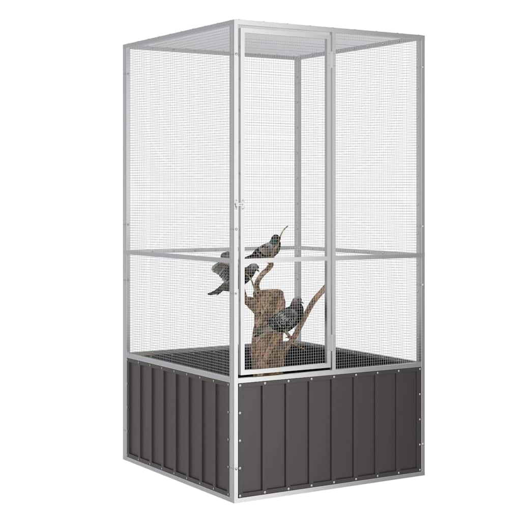 Gabbia per Uccelli Antracite 111x107x211,5 cm Acciaio Zincato | homemem39