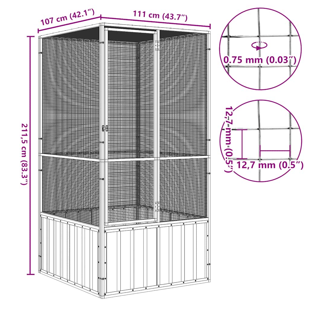 Gabbia per Uccelli Antracite 111x107x211,5 cm Acciaio Zincato | homemem39