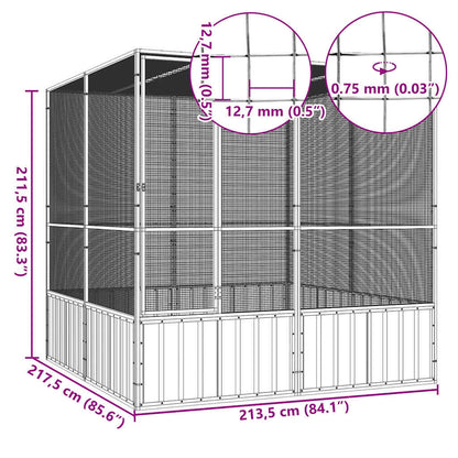 Gabbia Uccelli Antracite 213,5x217,5x211,5 cm Acciaio Zincato | homemem39