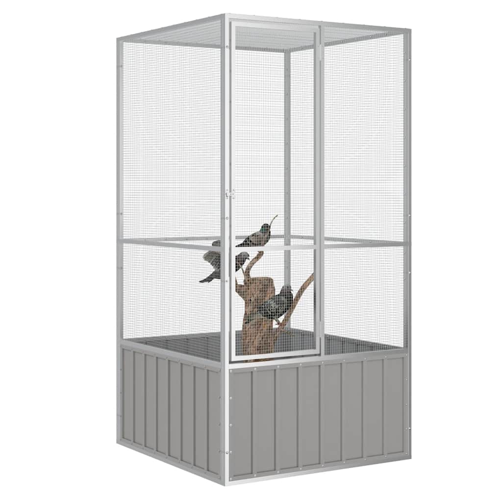 Gabbia per Uccelli Grigia 111x107x211,5 cm Acciaio Zincato | homemem39