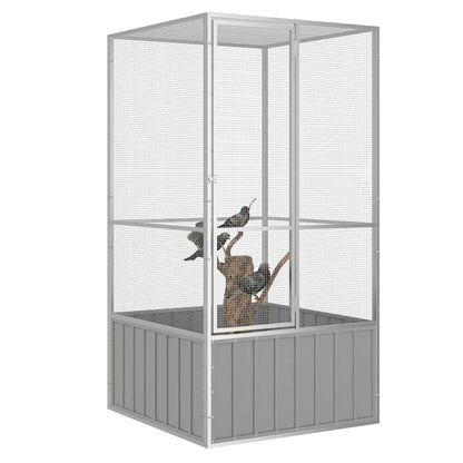 Gabbia per Uccelli Grigia 111x107x211,5 cm Acciaio Zincato | homemem39