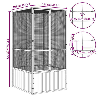 Gabbia per Uccelli Grigia 111x107x211,5 cm Acciaio Zincato | homemem39