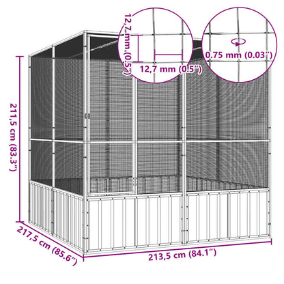 Gabbia per Uccelli Grigia 213,5x217,5x211,5 cm Acciaio Zincato | homemem39