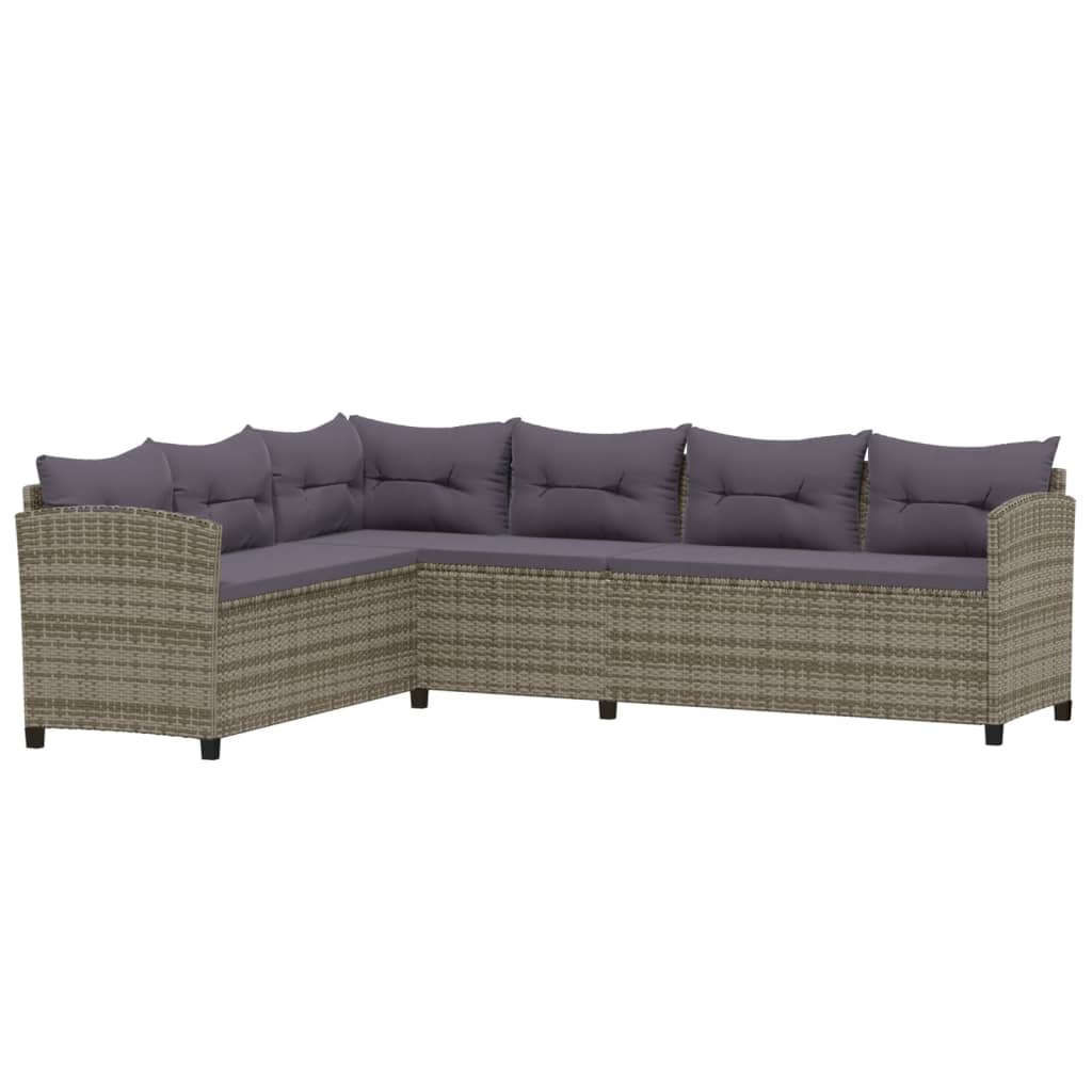 Set Divani da Giardino 6 pz con Cuscini in Polyrattan Grigio - homemem39