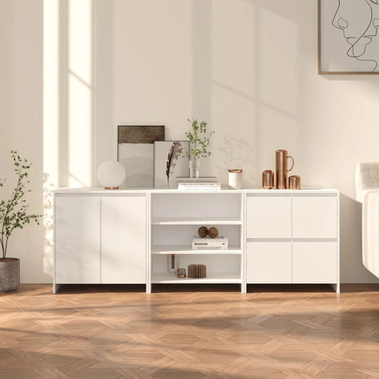 Credenze 3 pz Bianche in Legno Multistrato