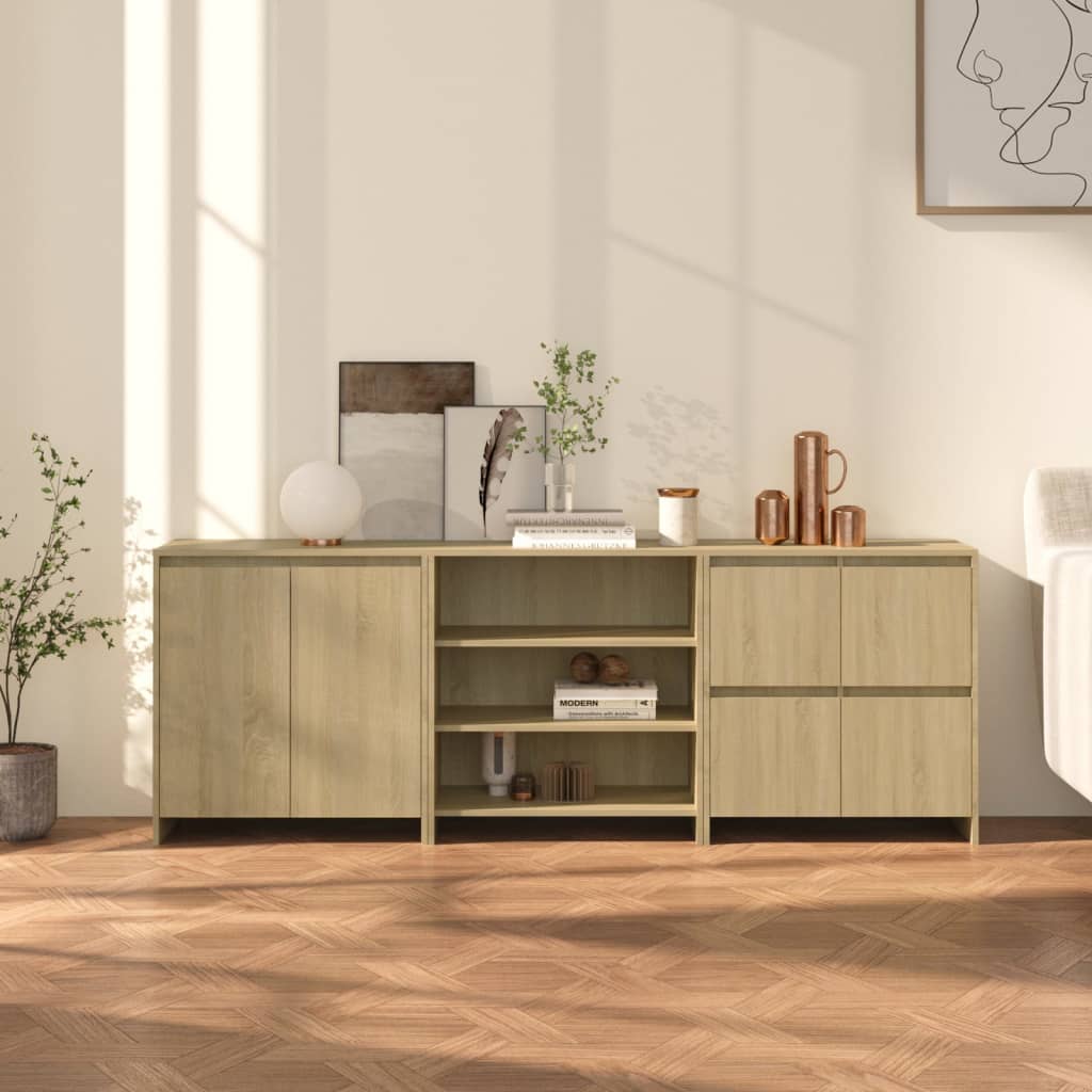 Credenze 3 pz Rovere Sonoma in Legno Multistrato - homemem39
