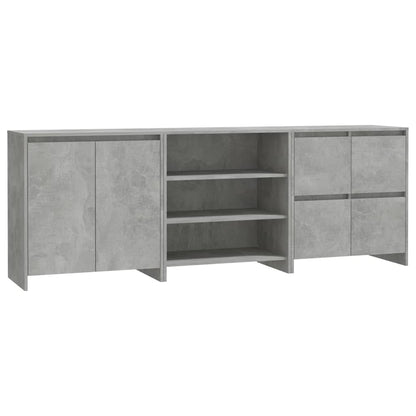 Credenze 3 pz Grigio Cemento in Legno Multistrato