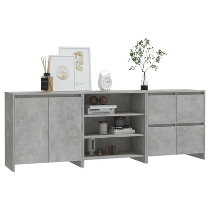 Credenze 3 pz Grigio Cemento in Legno Multistrato