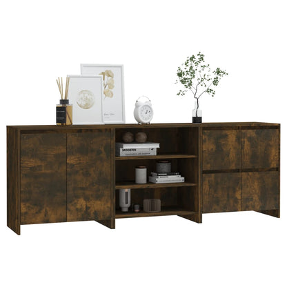 Credenze 3 pz Rovere Fumo in Legno Multistrato
