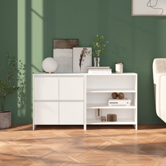 Credenze 2 pz Bianche in Legno Multistrato