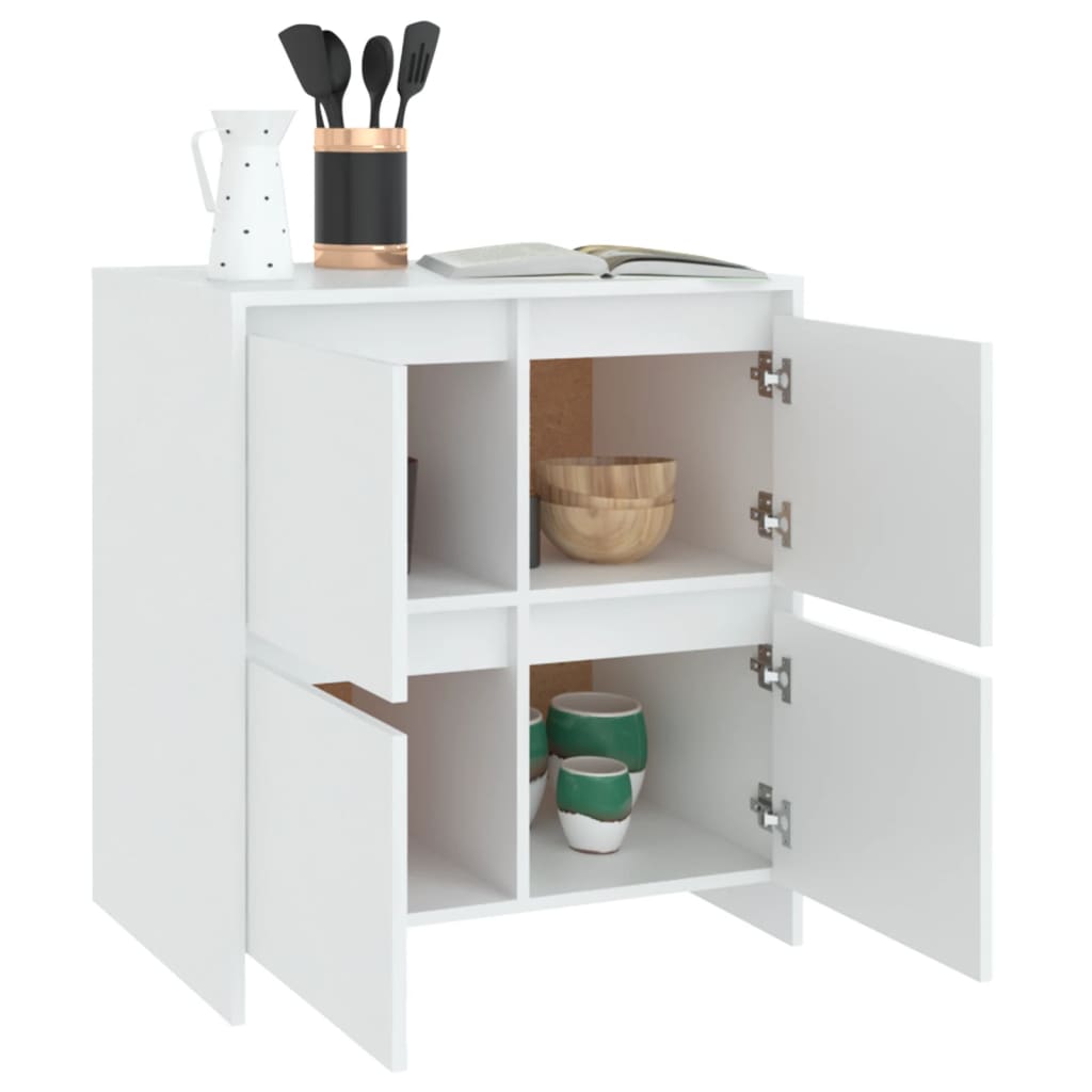 Credenze 2 pz Bianche 70x41x75 cm in Legno Multistrato