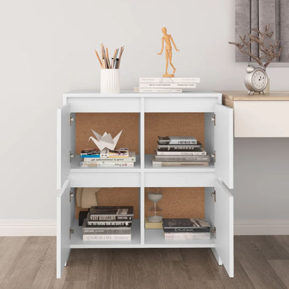 Credenze 2 pz Bianche 70x41x75 cm in Legno Multistrato