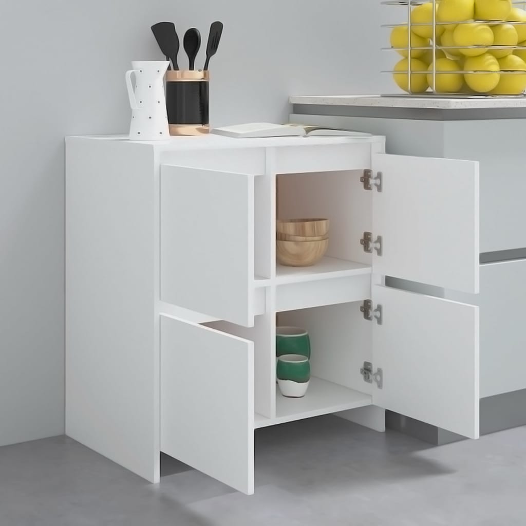 Credenze 2 pz Bianche 70x41x75 cm in Legno Multistrato