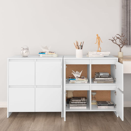 Credenze 2 pz Bianche 70x41x75 cm in Legno Multistrato