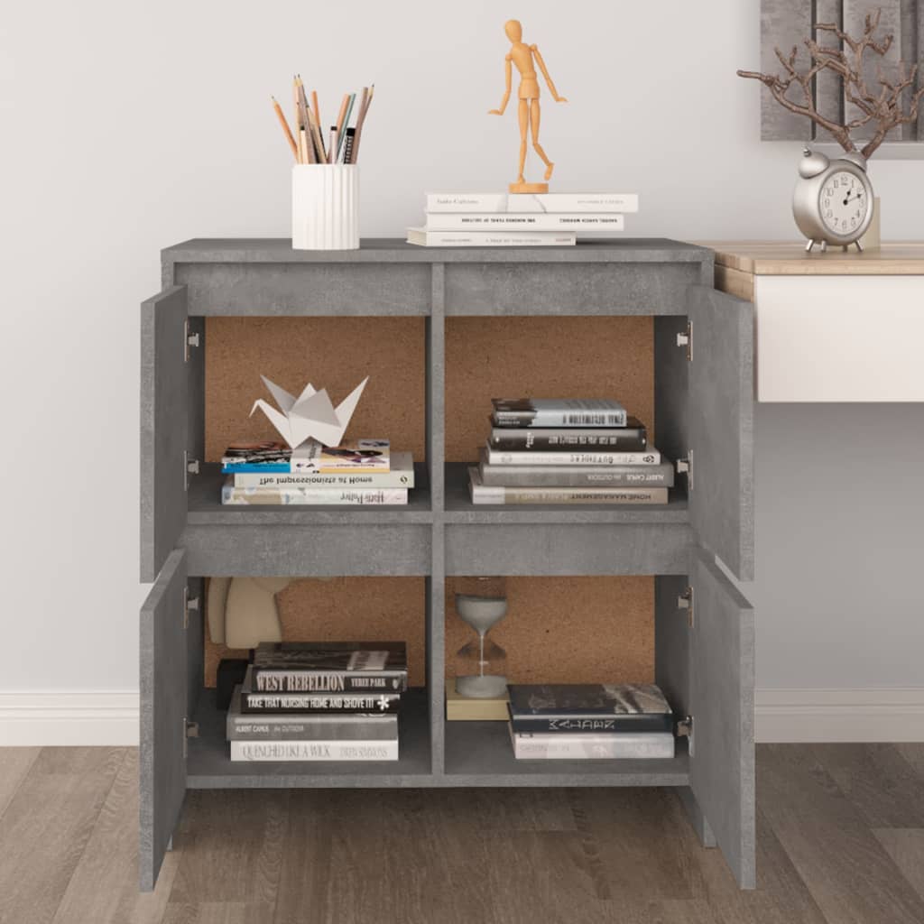 Credenze 2 pz Grigio Cemento 70x41x75 cm in Legno Multistrato - homemem39
