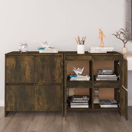 Credenze 2 pz Rovere Fumo 70x41x75 cm in Legno Multistrato - homemem39