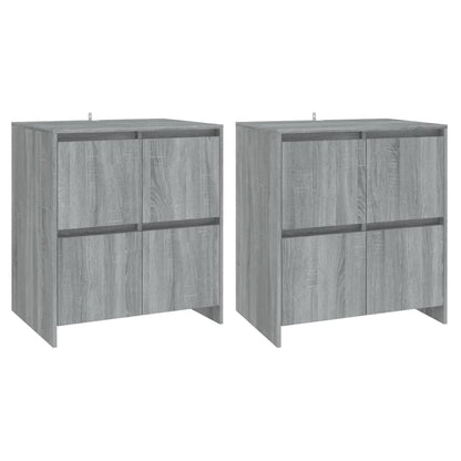 Credenze 2 pz Grigio Sonoma 70x41x75 cm in Legno Multistrato