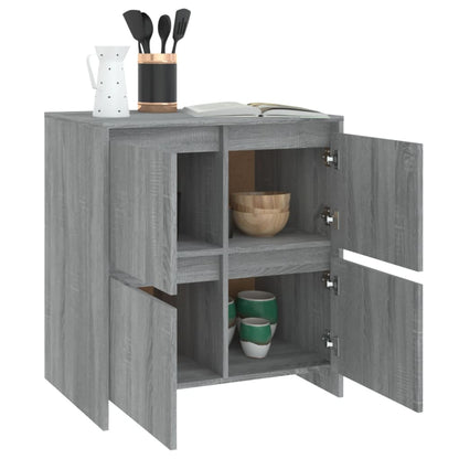 Credenze 2 pz Grigio Sonoma 70x41x75 cm in Legno Multistrato