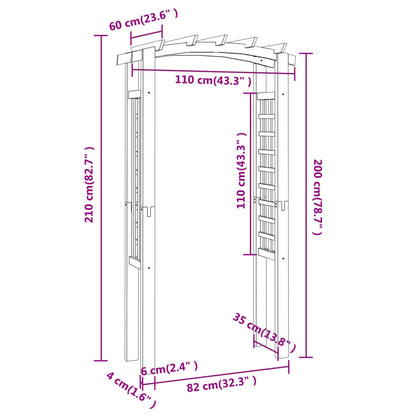 Arco a Traliccio 110x60x210 cm in Pino Massello Impregnato | homemem39