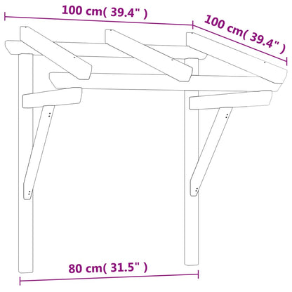 Pensilina per Porta 100x100x80 cm Pino Massello Impregnato - homemem39