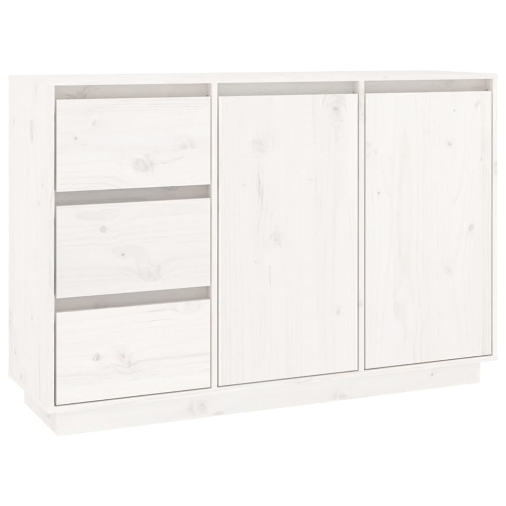 Credenza Bianca 111x34x75 cm in Legno Massello di Pino - homemem39